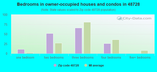 Bedrooms in owner-occupied houses and condos in 48728 