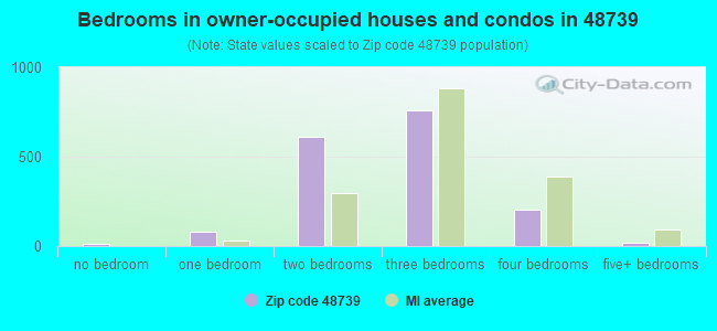Bedrooms in owner-occupied houses and condos in 48739 