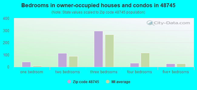 Bedrooms in owner-occupied houses and condos in 48745 