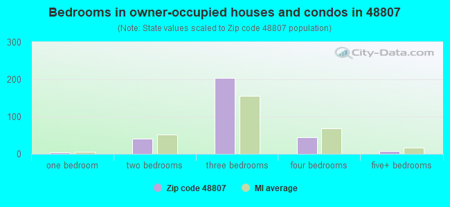 Bedrooms in owner-occupied houses and condos in 48807 