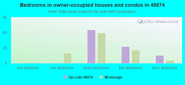 Bedrooms in owner-occupied houses and condos in 48874 