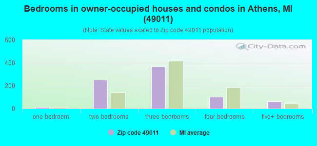 Bedrooms in owner-occupied houses and condos in Athens, MI (49011) 