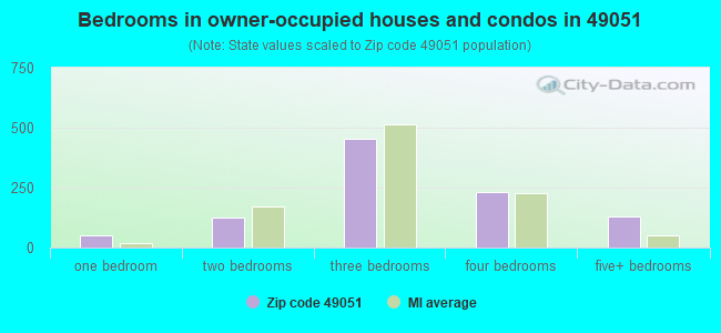 Bedrooms in owner-occupied houses and condos in 49051 