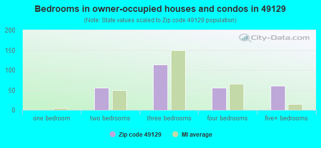 Bedrooms in owner-occupied houses and condos in 49129 
