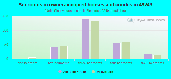 Bedrooms in owner-occupied houses and condos in 49249 
