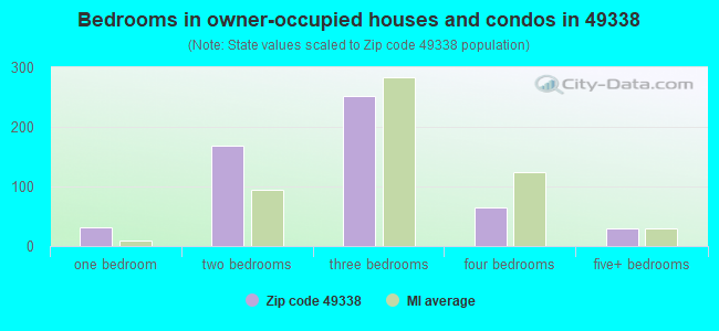 Bedrooms in owner-occupied houses and condos in 49338 