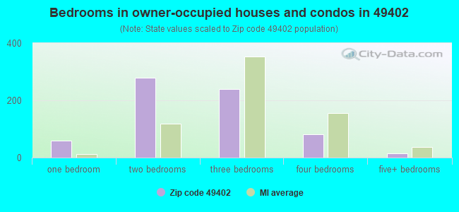 Bedrooms in owner-occupied houses and condos in 49402 