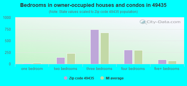 Bedrooms in owner-occupied houses and condos in 49435 