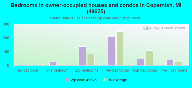 Bedrooms in owner-occupied houses and condos in Copemish, MI (49625) 