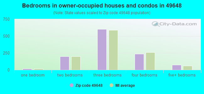 Bedrooms in owner-occupied houses and condos in 49648 