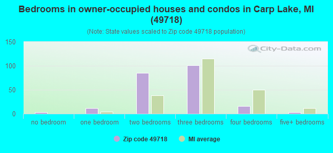 Bedrooms in owner-occupied houses and condos in Carp Lake, MI (49718) 