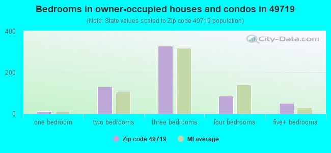 Bedrooms in owner-occupied houses and condos in 49719 