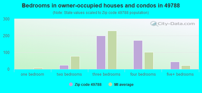 Bedrooms in owner-occupied houses and condos in 49788 