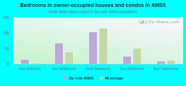 Bedrooms in owner-occupied houses and condos in 49805 
