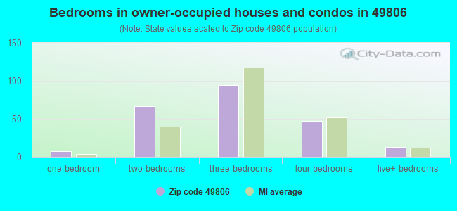 Bedrooms in owner-occupied houses and condos in 49806 