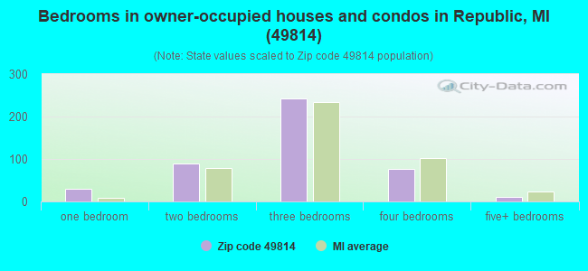 Bedrooms in owner-occupied houses and condos in Republic, MI (49814) 