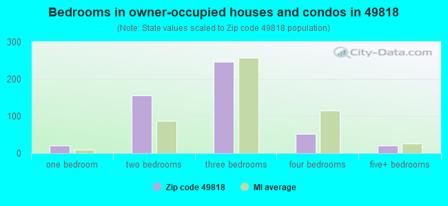 Bedrooms in owner-occupied houses and condos in 49818 