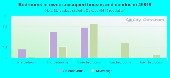 Bedrooms in owner-occupied houses and condos in 49819 