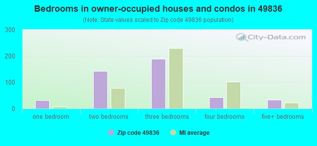 Bedrooms in owner-occupied houses and condos in 49836 