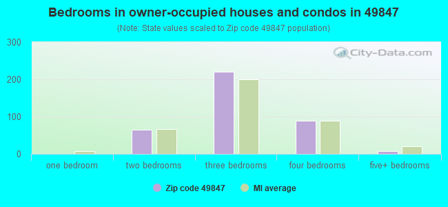 Bedrooms in owner-occupied houses and condos in 49847 
