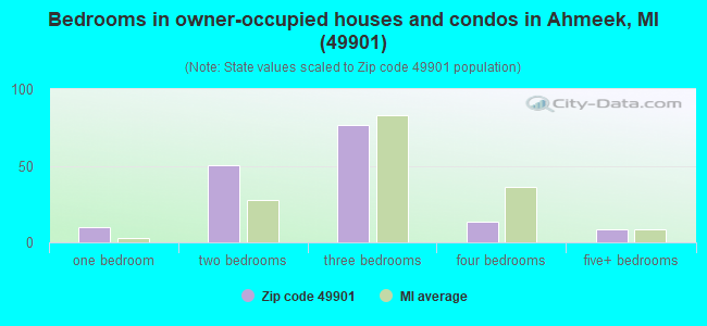 Bedrooms in owner-occupied houses and condos in Ahmeek, MI (49901) 