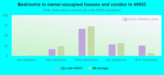 Bedrooms in owner-occupied houses and condos in 49955 