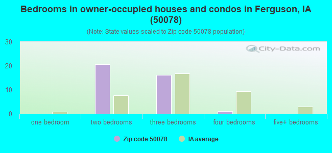 Bedrooms in owner-occupied houses and condos in Ferguson, IA (50078) 