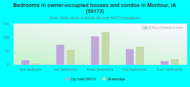 Bedrooms in owner-occupied houses and condos in Montour, IA (50173) 