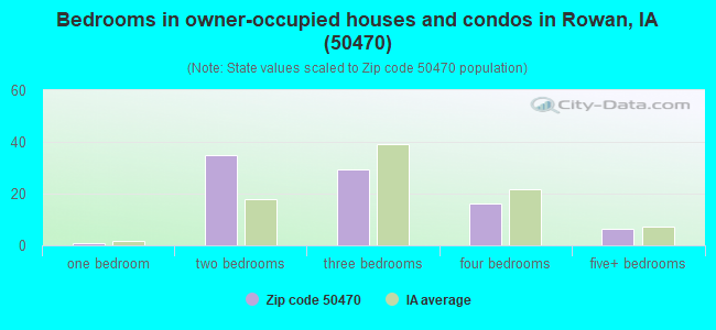 Bedrooms in owner-occupied houses and condos in Rowan, IA (50470) 