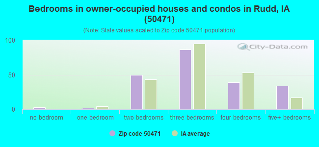 Bedrooms in owner-occupied houses and condos in Rudd, IA (50471) 