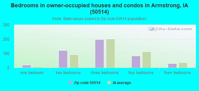 Bedrooms in owner-occupied houses and condos in Armstrong, IA (50514) 