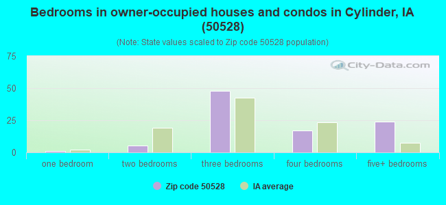 Bedrooms in owner-occupied houses and condos in Cylinder, IA (50528) 