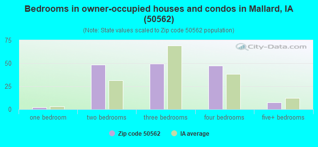 Bedrooms in owner-occupied houses and condos in Mallard, IA (50562) 