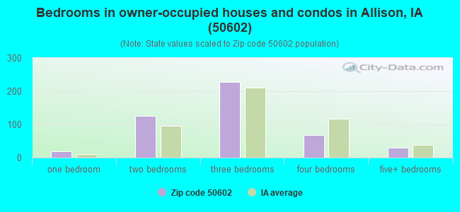 Bedrooms in owner-occupied houses and condos in Allison, IA (50602) 