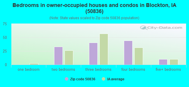 Bedrooms in owner-occupied houses and condos in Blockton, IA (50836) 