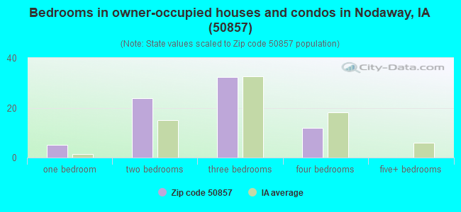 Bedrooms in owner-occupied houses and condos in Nodaway, IA (50857) 