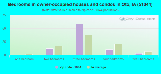 Bedrooms in owner-occupied houses and condos in Oto, IA (51044) 