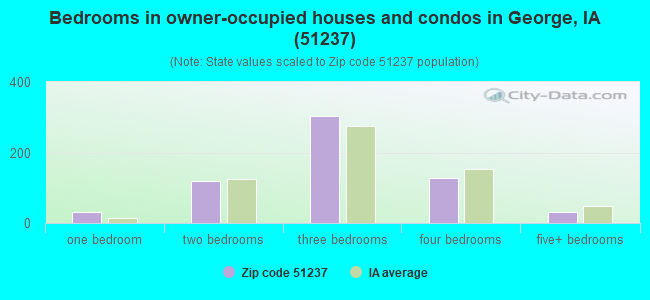 Bedrooms in owner-occupied houses and condos in George, IA (51237) 