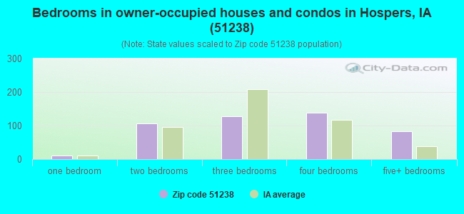 Bedrooms in owner-occupied houses and condos in Hospers, IA (51238) 