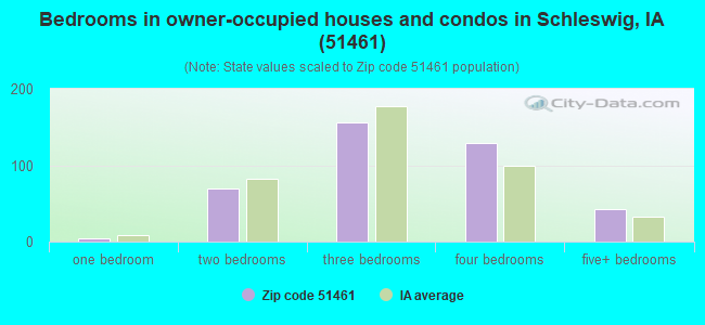 Bedrooms in owner-occupied houses and condos in Schleswig, IA (51461) 