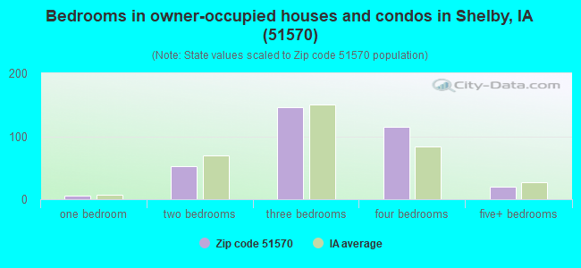 Bedrooms in owner-occupied houses and condos in Shelby, IA (51570) 