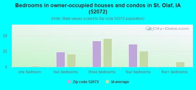 Bedrooms in owner-occupied houses and condos in St. Olaf, IA (52072) 