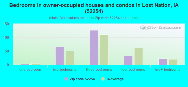 Bedrooms in owner-occupied houses and condos in Lost Nation, IA (52254) 