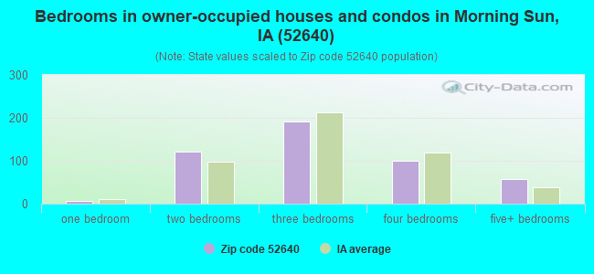 Bedrooms in owner-occupied houses and condos in Morning Sun, IA (52640) 