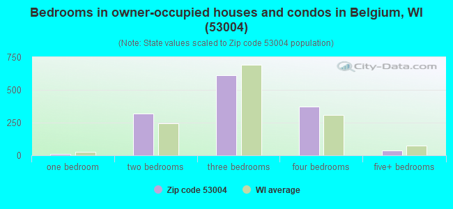 Bedrooms in owner-occupied houses and condos in Belgium, WI (53004) 