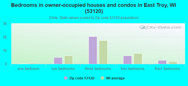 Bedrooms in owner-occupied houses and condos in East Troy, WI (53120) 