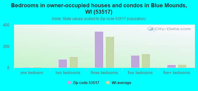 Bedrooms in owner-occupied houses and condos in Blue Mounds, WI (53517) 