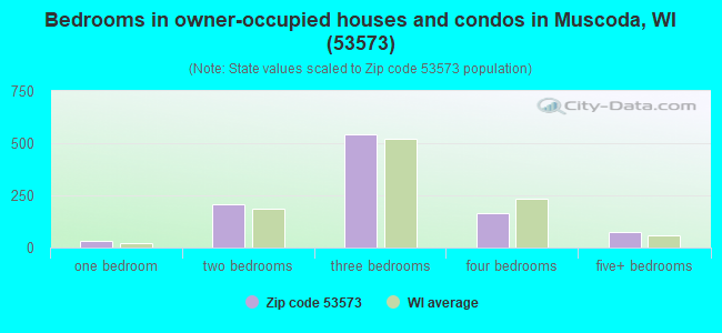 Bedrooms in owner-occupied houses and condos in Muscoda, WI (53573) 