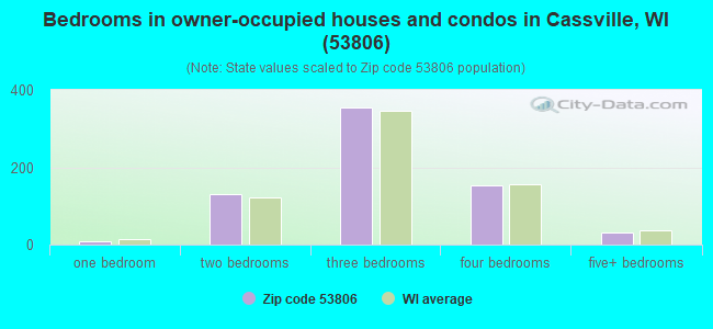 Bedrooms in owner-occupied houses and condos in Cassville, WI (53806) 