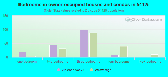 Bedrooms in owner-occupied houses and condos in 54125 